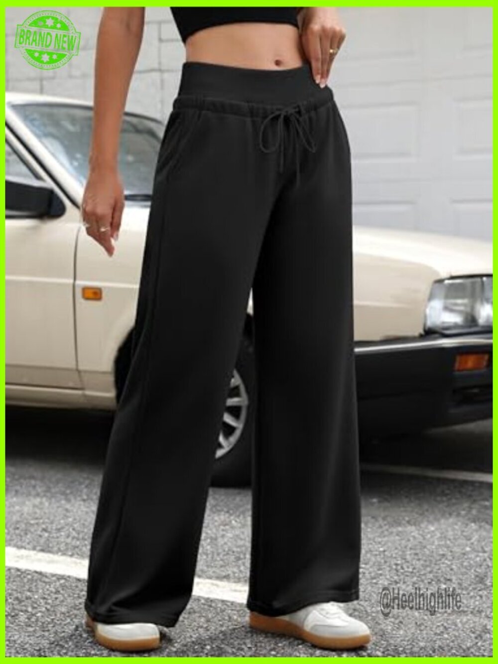 Wide Leg Sweatpants Low Rise Baggy Joggers Drawstring Athletic Pockets - Picture 3 of 7